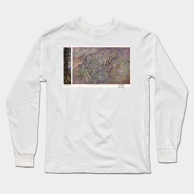 Vintage Map of Asheville North Carolina and Mountains Long Sleeve T-Shirt by pdpress